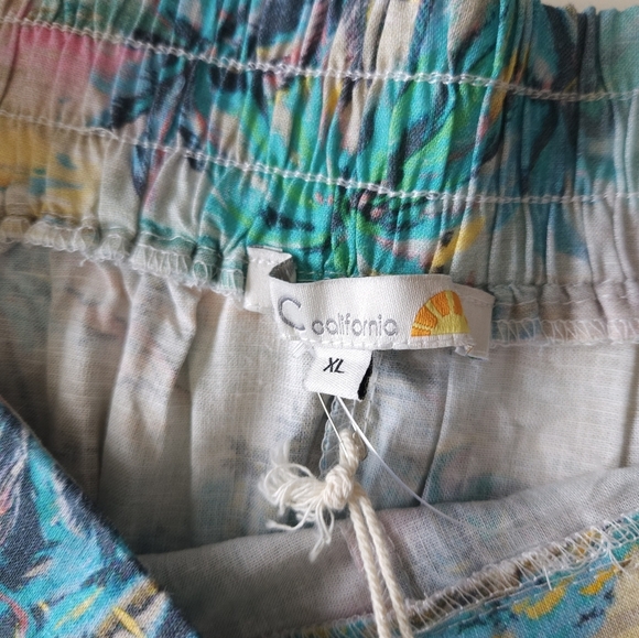 NWT C&C California Tropical Print Linen Pants - Picture 5 of 8